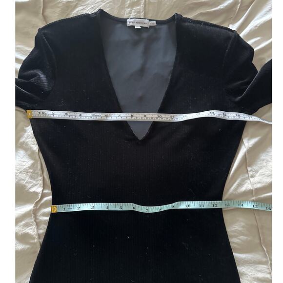 Good American Black Velvet Midi Dress Ribbed Size 2 - Picture 8 of 9